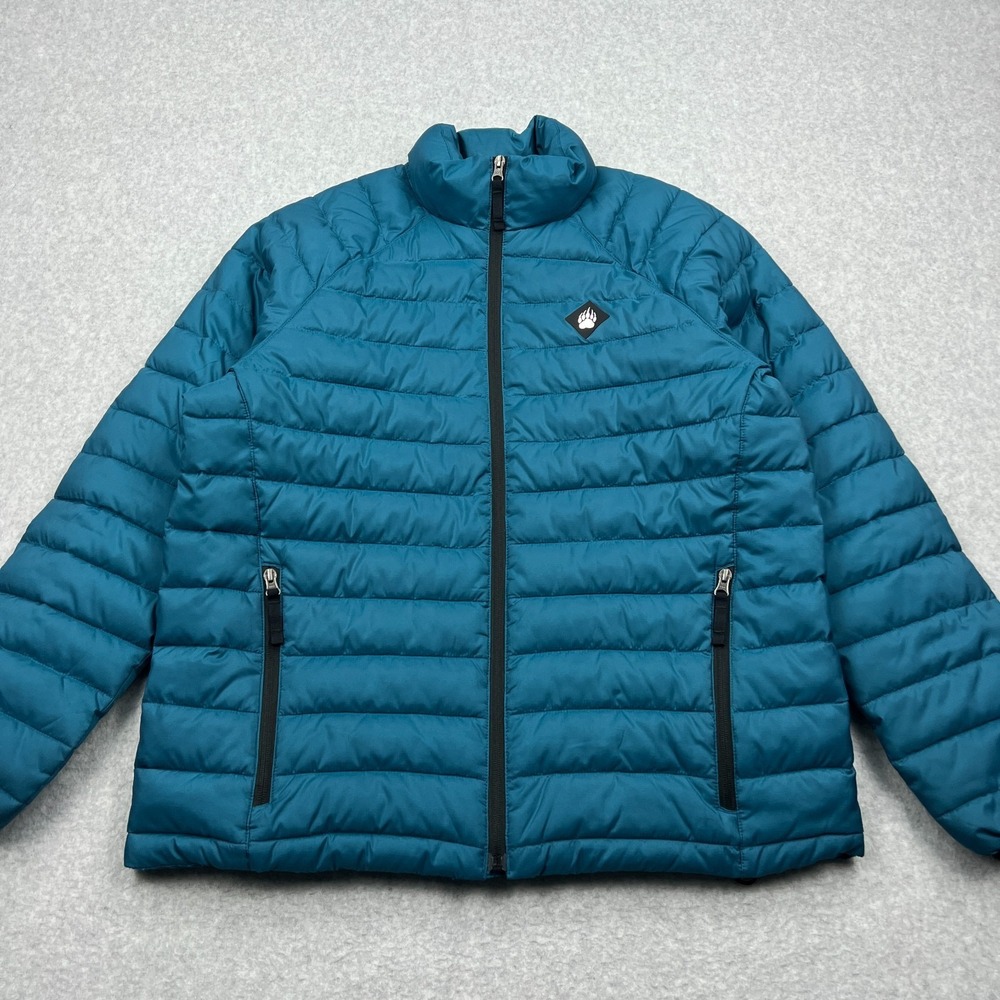Duluth Coat Men's Large Blue Insulated AKHG Typhoon Eco Puffin Mock Jacket